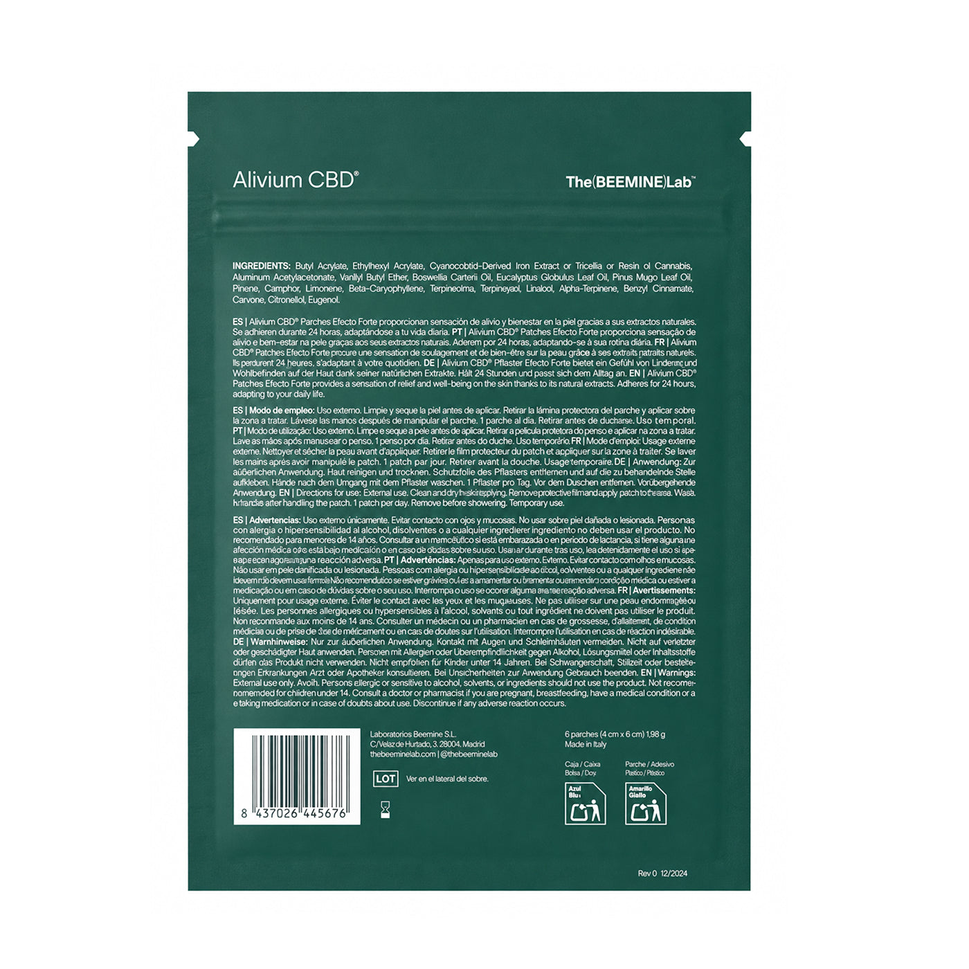 Parches Alivium CBD Laboratorios Beemine